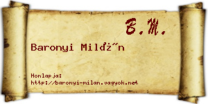 Baronyi Milán névjegykártya